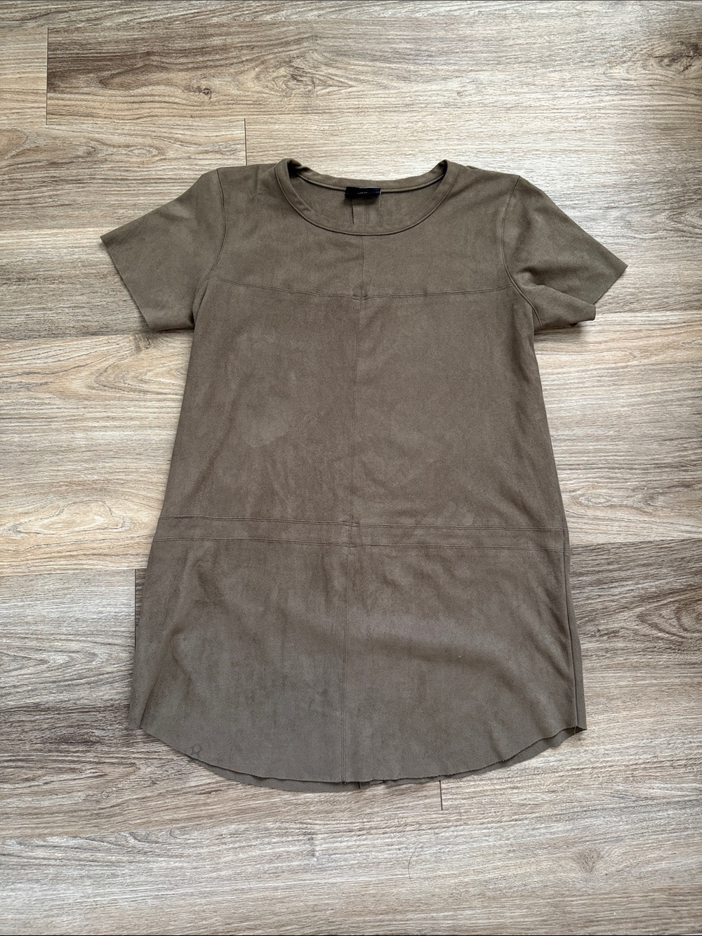 Vici Taupe Short Sleeve Suede Mini Dress